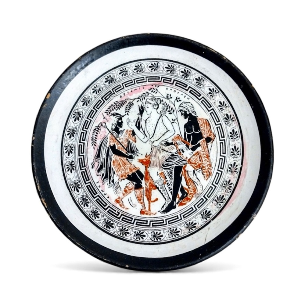 Set of 3 vintage hand painted ceramic plates made in Greece